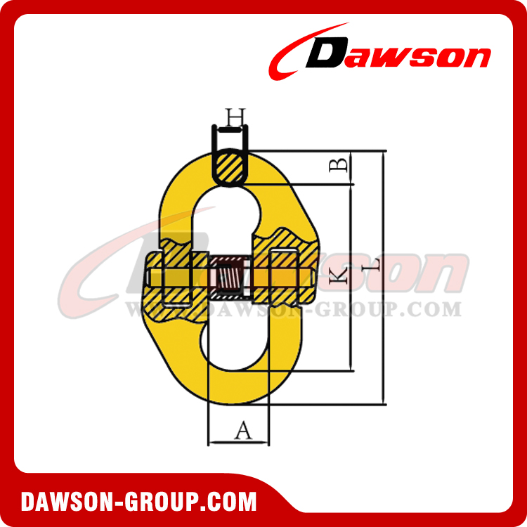 DS074 G80 Enlace de conexión de acoplamiento de tipo europeo de 6-38 mm para eslingas de cadena de elevación
