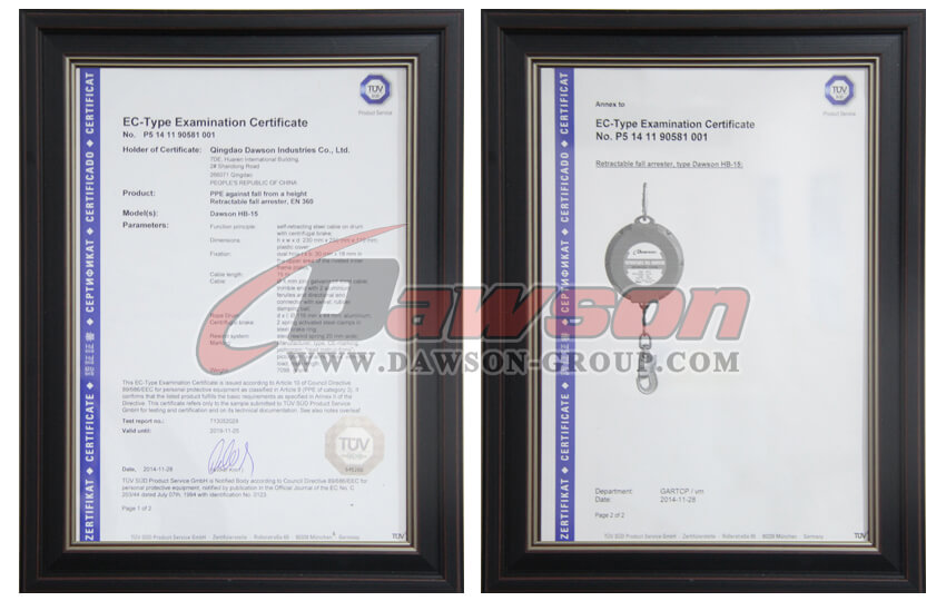 Certificado de exame tipo CE de linha de vida auto-retr&aacute;til de seguran&ccedil;a de fio galvanizado - Fornecedor da China