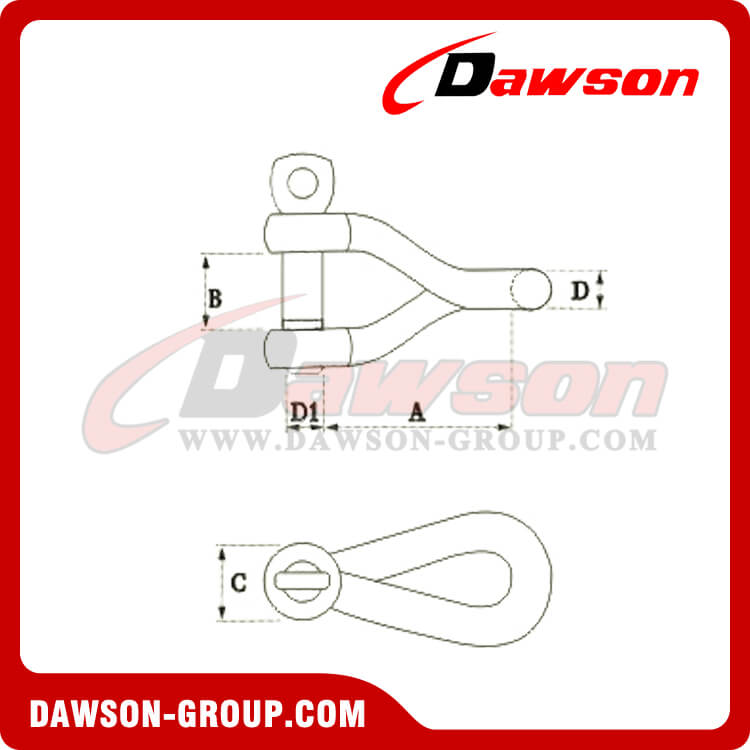 Grillete giratorio de acero inoxidable, Grillete trenzado con pasador roscado SS316, Grillete trenzado AISI304