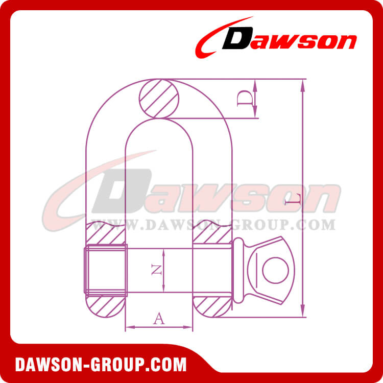 DS759 G8 Screw Type Alloy Dee Shackle, Chain Shackle com parafuso Pin for Lifting