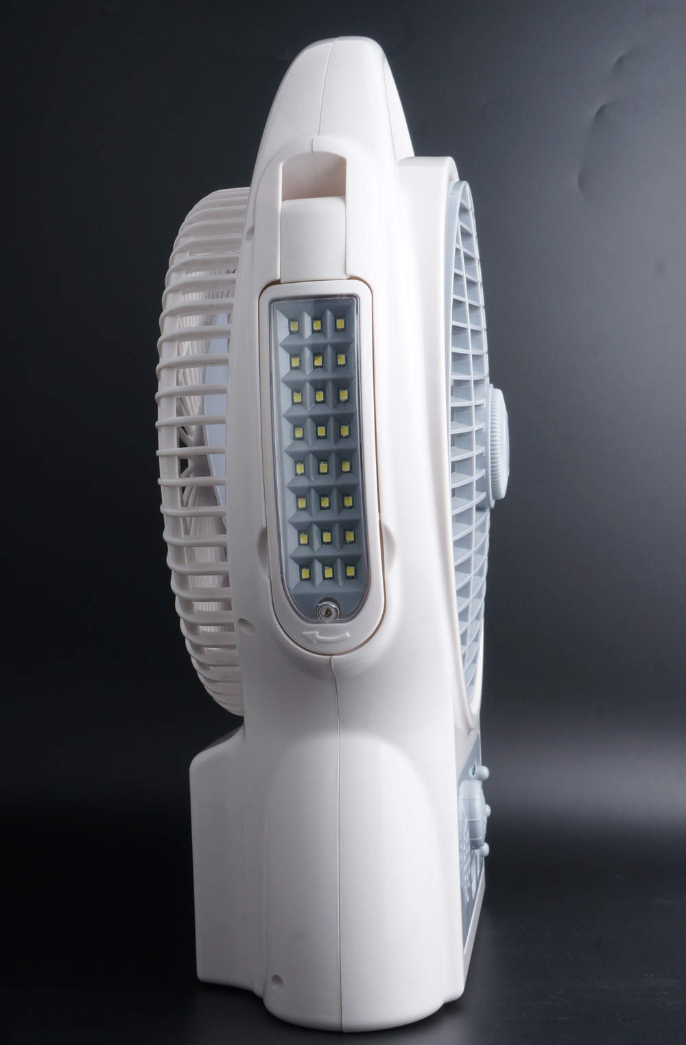 New Design 8-inch Rechargeable Desk Fans with FM Radio and 24pcs LED Light