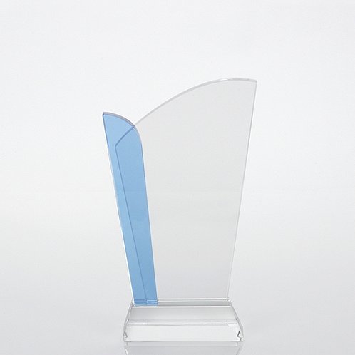 Fashion Straight Edge Light Blue Accent Crystal Trophy