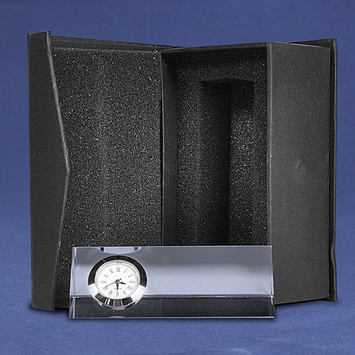 Small Silver Accent Crystal Award Clock (#78237)