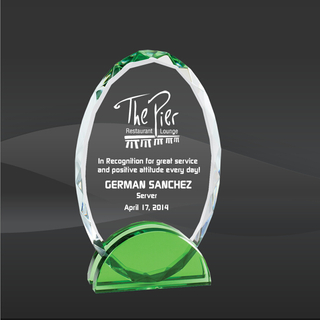 Green Arch Crystal Oval Award (D-CRY474, D-CRY475, D-CRY476)