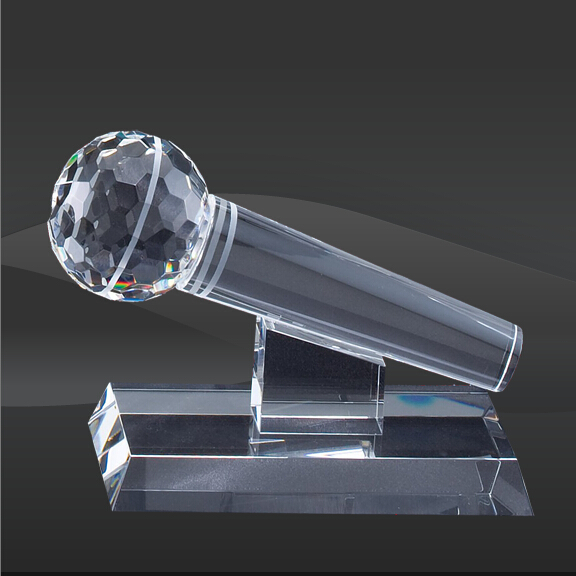 Crystal Microphone Trophy (D-CRY246)