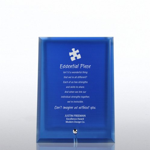 Blue Mini Glass Award Plaque (#76280)