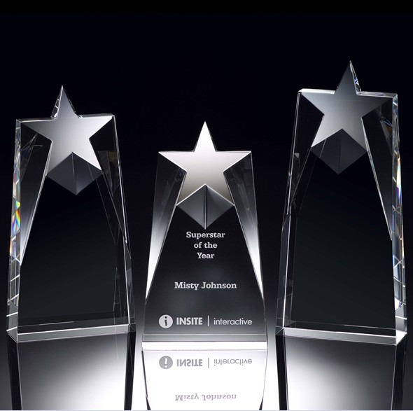 Standing Star Tower Crystal Award for Employee Trophies (#2028)