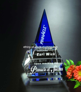 Apex Pyramid 6-1/2 Inch Blue Crystal Award (CA-1159)