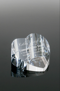 Slanted Crystal Heart Paperweight (#1453)