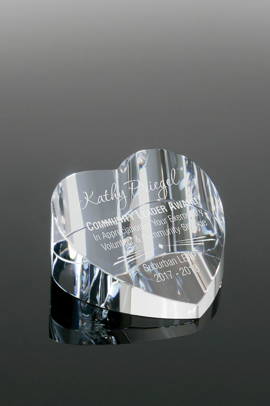 Slanted Crystal Heart Paperweight (#1453)