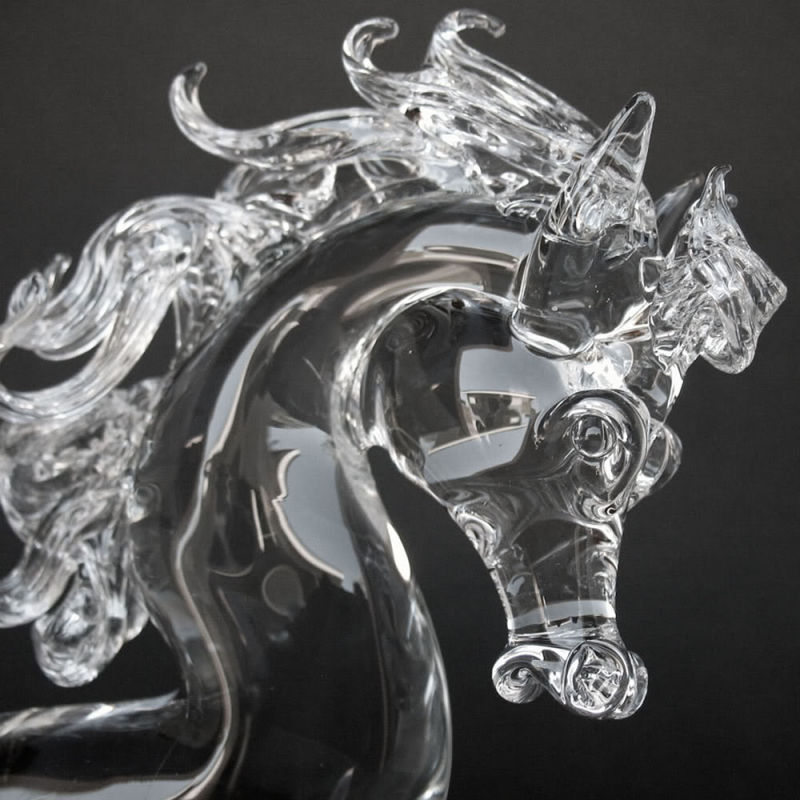Horse Prancing Large Crystal Hand Blown Glass Figurine