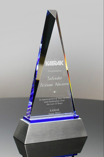 Spire Blue and Clear Award with Metal Base (#5414)