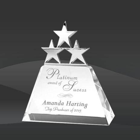 Clear Triple Star Crystal Award (DMC-DCS384, DMC-DCS385, DMC-DCS386)