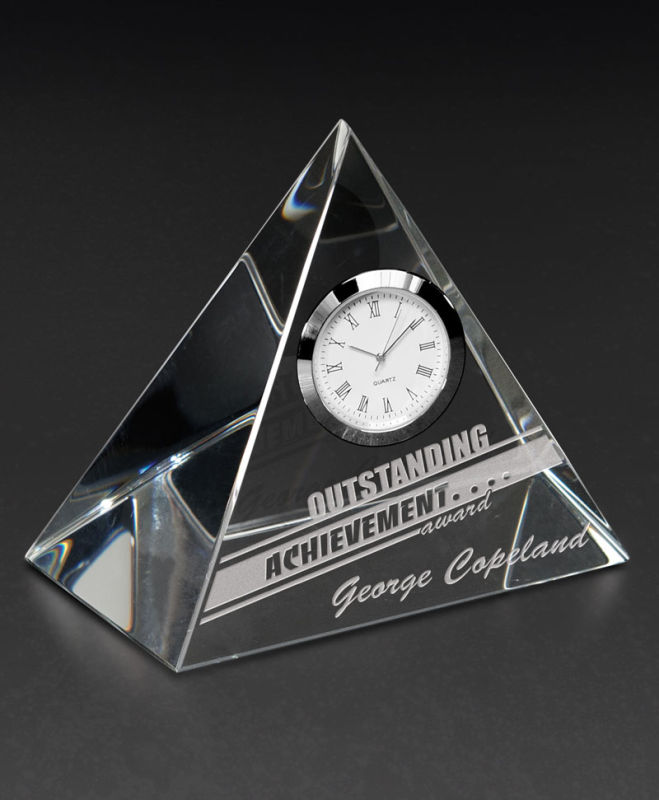 Pyramid Crystal Clock for Home Decoration Gift (P413)