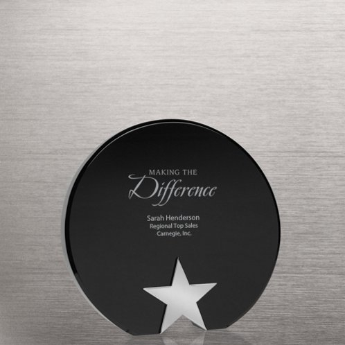 2015 New Design Circle Star Black Crystal Trophy