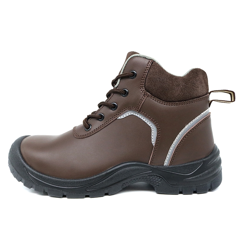 Brown Smooth Leather Steel Toe Safety Shoes for Men Industrial