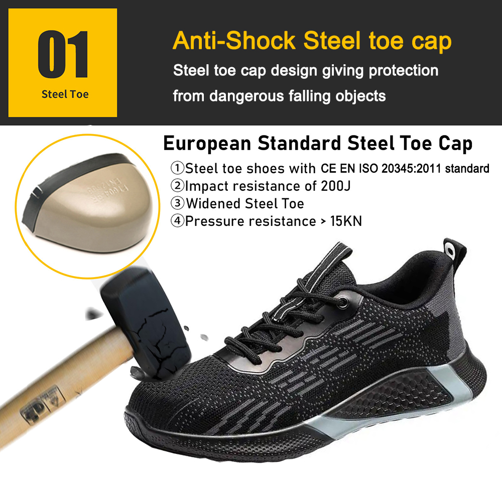 Black Soft EVA Sole Logistics Sport Safety Shoes with Steel Toe