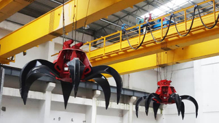 Double girder overhead crane with grab bucket 