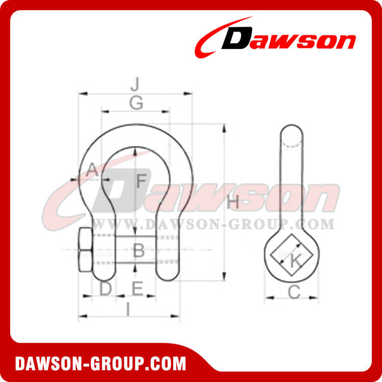 GRILLETE DE ARCO DE ARRASTRE, CABEZA CUADRADA, FORJADO - DAWSON GROUP LTD.- PROVEEDOR DE CHINA, F&Aacute;BRICA