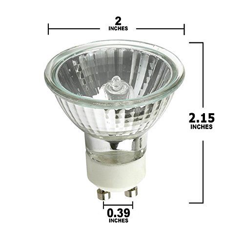 35W/GU10/120V 35-Watt MR16 Halogen Light Bulb, Glass Cover, Dimmable, 320 Lumens, GU10 Base