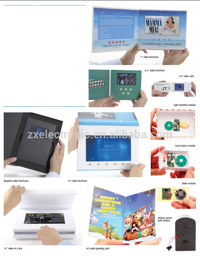 Different Size Digital LCD Screen Video Brochure Card