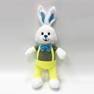 Handsome Gentleman white rabbit plush toys with yellow bib pants