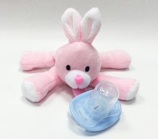Pacifier Pink Rabbit Embroider Your Logo on Pacifier Plush Toy