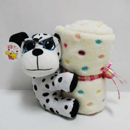 Custom Plush Spotty Dog Shaped Animal Blanket for Kids