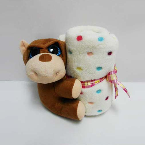 Custom Plush Monkey Shaped Animal Blanket for Kids