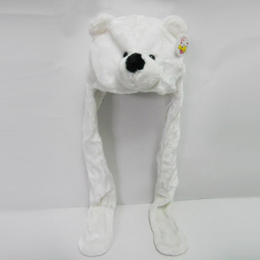 Soft Plush Toy White Bear Winter Hat for Kids