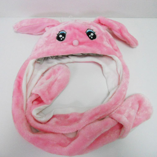 Soft Plush Pink Bunny Winter Hat for Kids