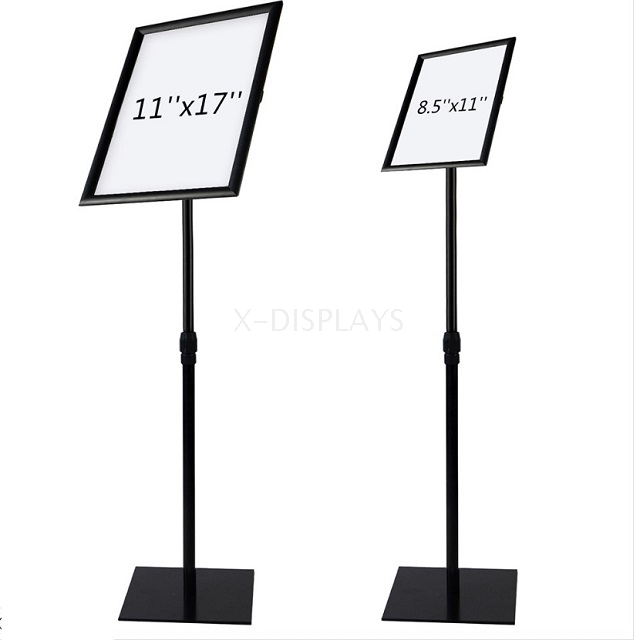 11x17 Menu Poster Stand for Floor,Snap Open,Adjustable Height--Black