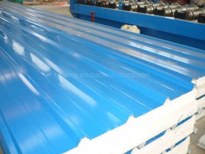 panneau &quot;sandwich&quot; de 75mm PU/EPS/Rockwool/Glasswool pour le toit/mur