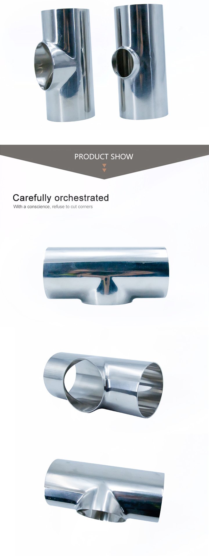 Санитарная короткая тройка из нержавеющей стали SS304