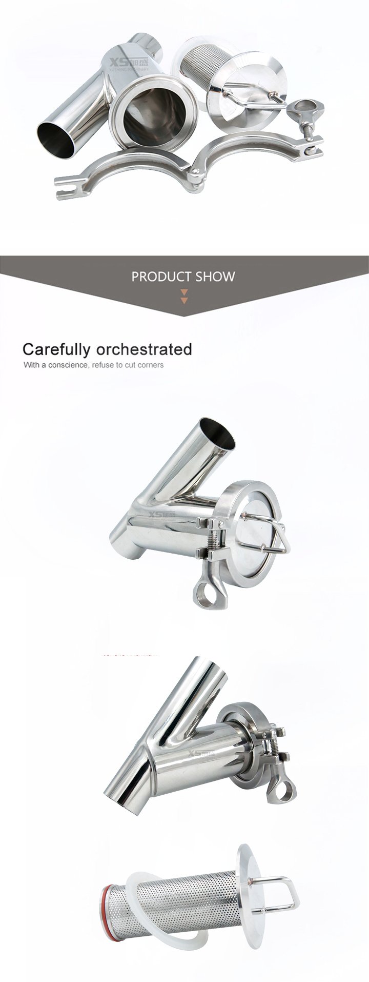 Санитарный фильтр типа Y с зажимом из нержавеющей стали