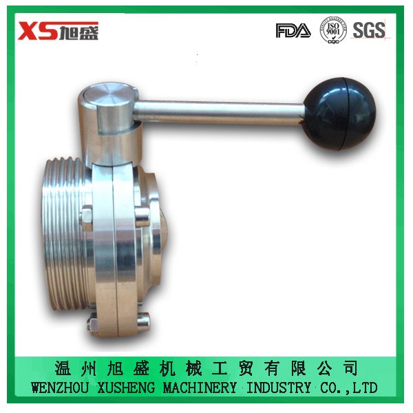 Dn38 нержавеющая сталь AISI304 трехходовой клапан-бабочка резьбы типа T