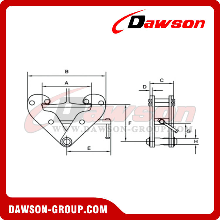 Aplica&ccedil;&atilde;o do grupo DS-YC Type Beam Clamp-Dawson