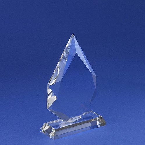 Beautiful Diamond Beveled Edge Flame Crystal Trophy