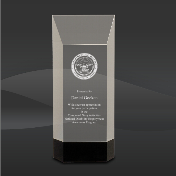 Wedge Tower Crystal Award (J-CRY064M, J-CRY064L)