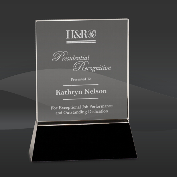 Crystal Rectangle on Black Base Award (J-CRY6901S, J-CRY6901L)