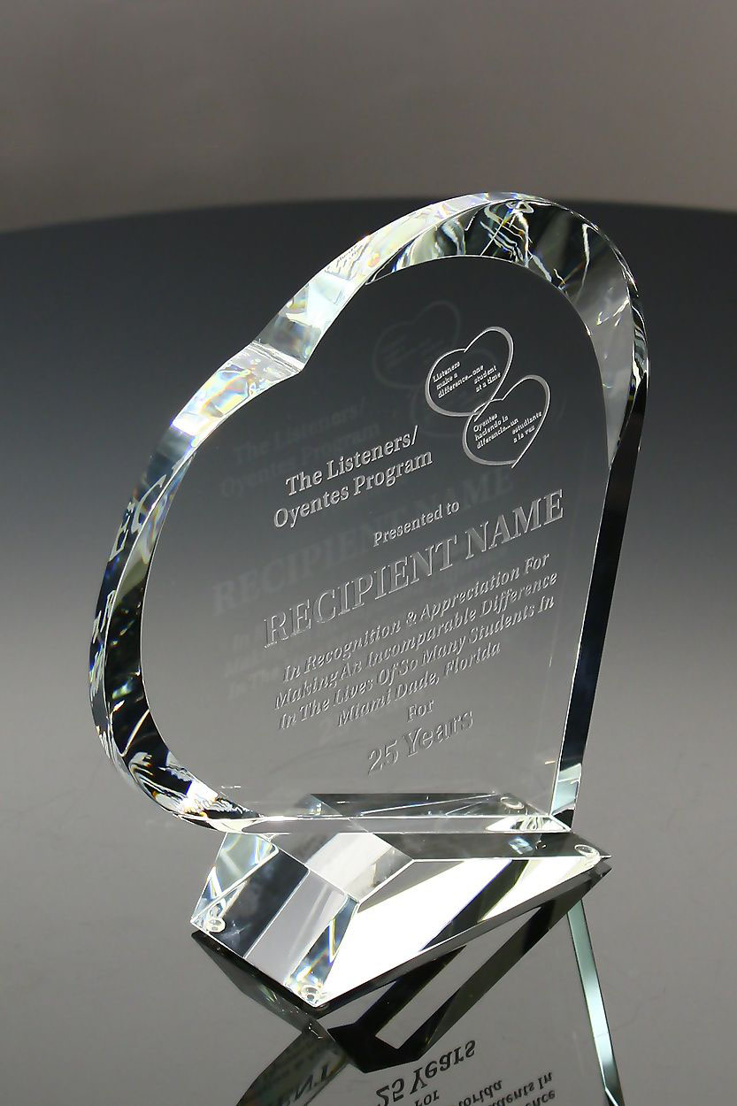 Goodwill Optic Crystal Heart Award for Hospital or Charitable Organizations