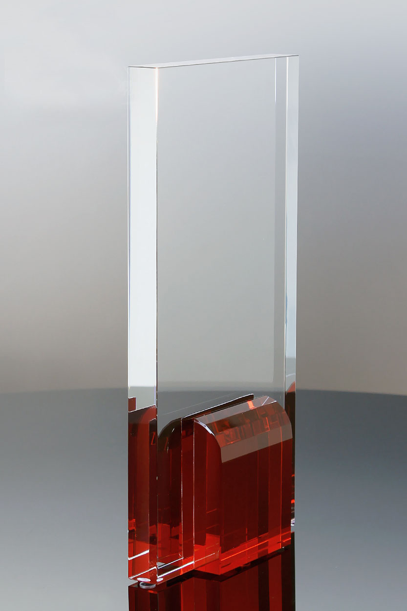 Appreciation Plaque Calescent Ruby Crystal Award