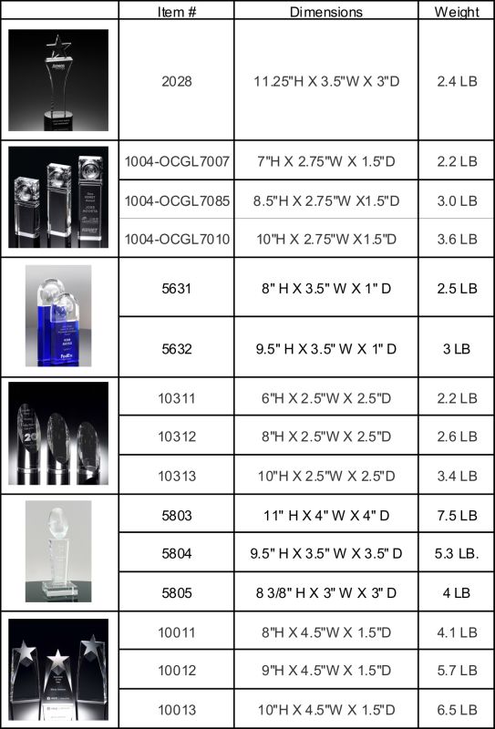 Standing Star Tower Crystal Award for Employee Trophies (#2028)