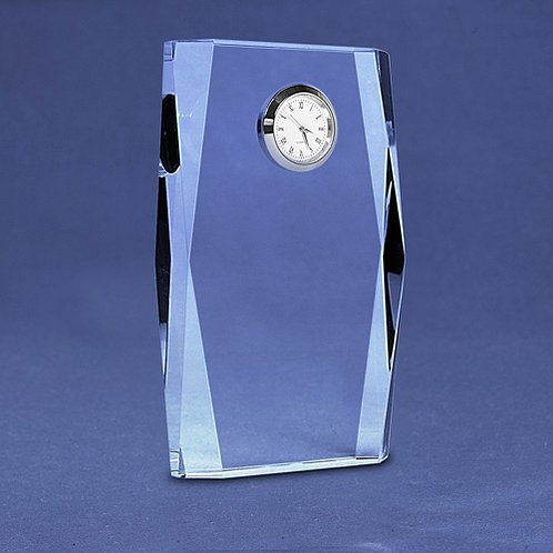 Tall Silver Accent Crystal Award Clock for Corporate Gifts (#78239)