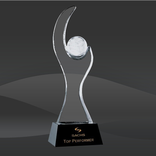 World in Hand Crystal Award (STR-OPT8311)