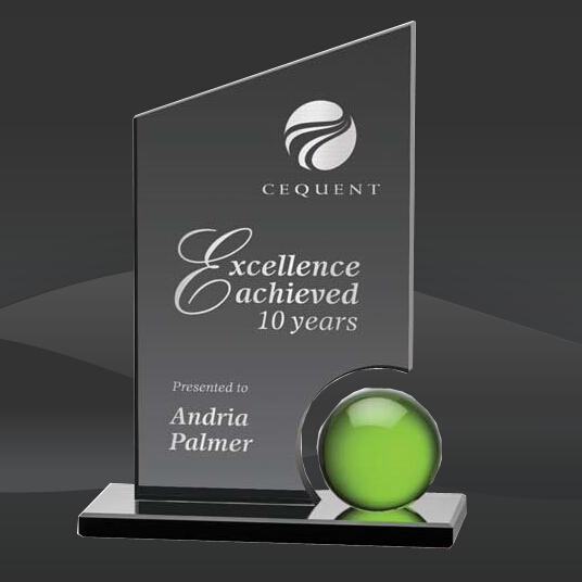 Smoked Peak Green Orb Crystal Award (MP-AWK8645-G)