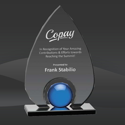 Smoked Arrow Blue Orb Crystal Award (MP-AWK8644-B)