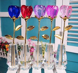 Crystal Rose Crystal Gift Crystal Crafts Crystal Arts Mondern Valentine′s Flower with Crystal