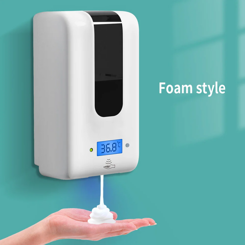 Detector de temperatura Termometría Medición automática de temperatura del sensor 2 en 1 Máquina integrada 1200ml Dispensador desinfectante de manos