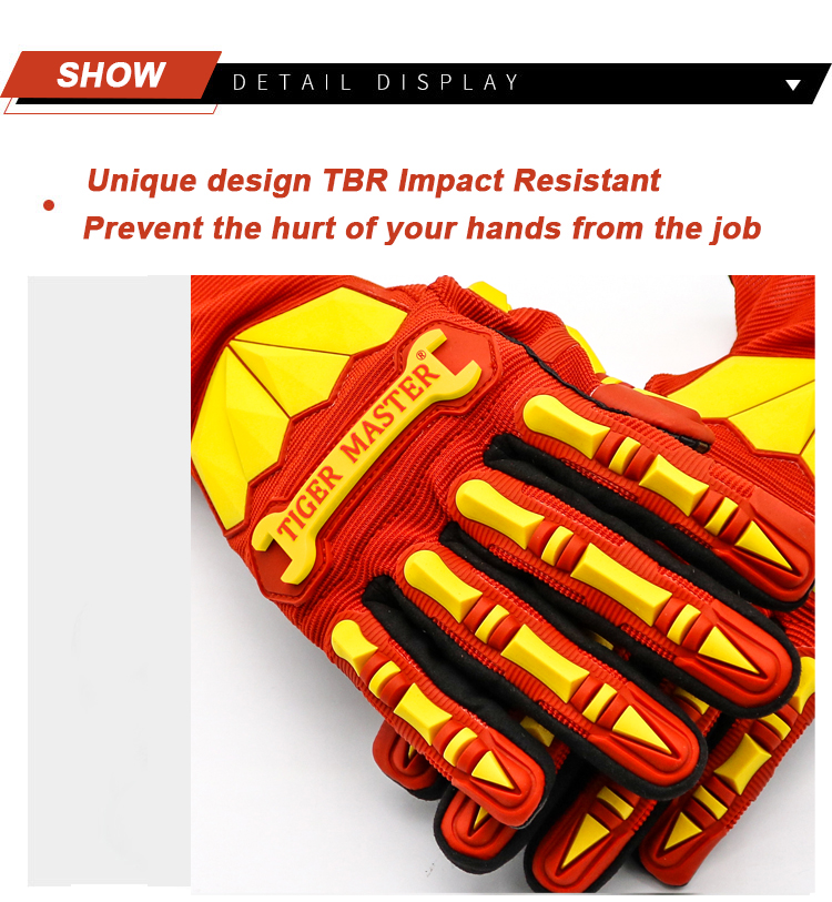 Anti Cut TPR Impact Resistant Oil Proof Mechanic Gloves Work